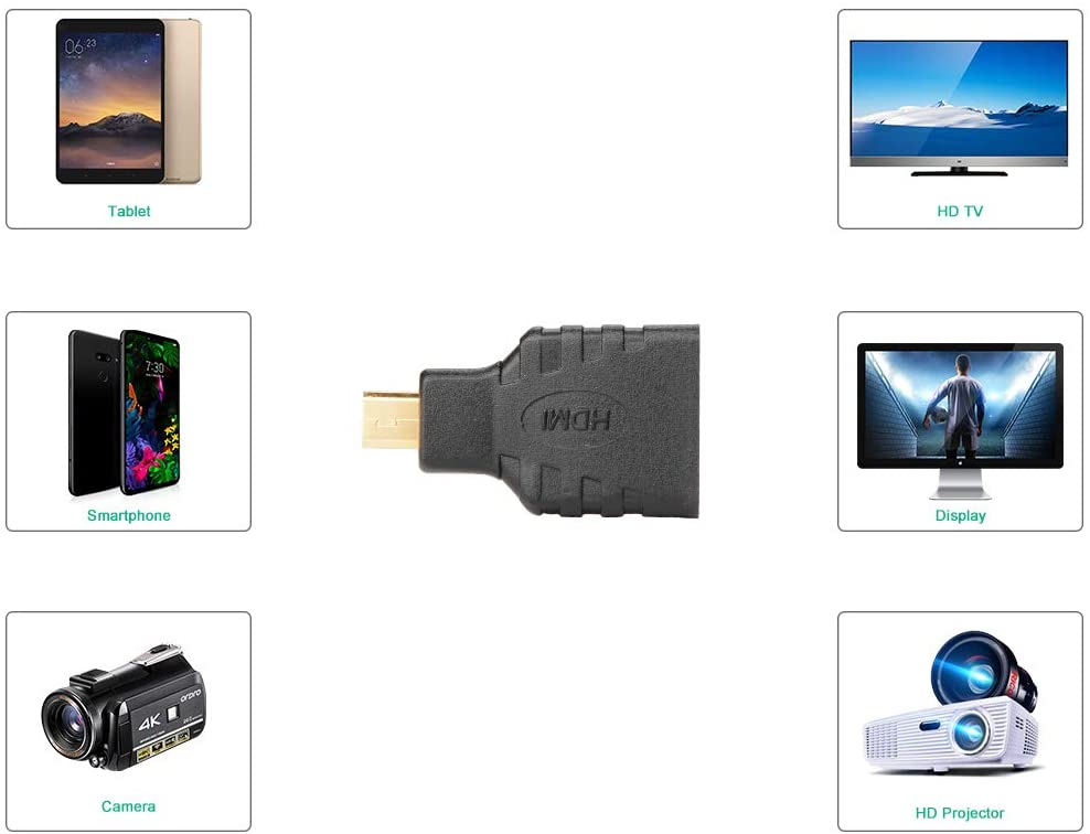 Adaptateur HDMI femelle vers micro HDMI mâle plaqué or Adaptateur HDMI femelle vers micro HDMI mâle plaqué or